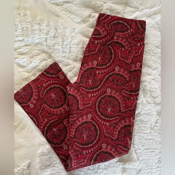 Etcetera Red Paisley Cotton Pants - Picture 14 of 16